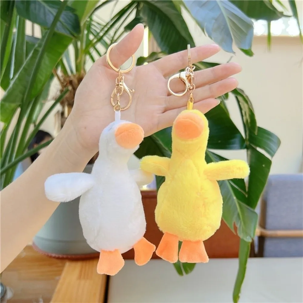 Bag Blowing Duck Mini Size Yellow And White Colored Grab Machine Exaggerated Design Keychain Clip Goose Keychain Pendant