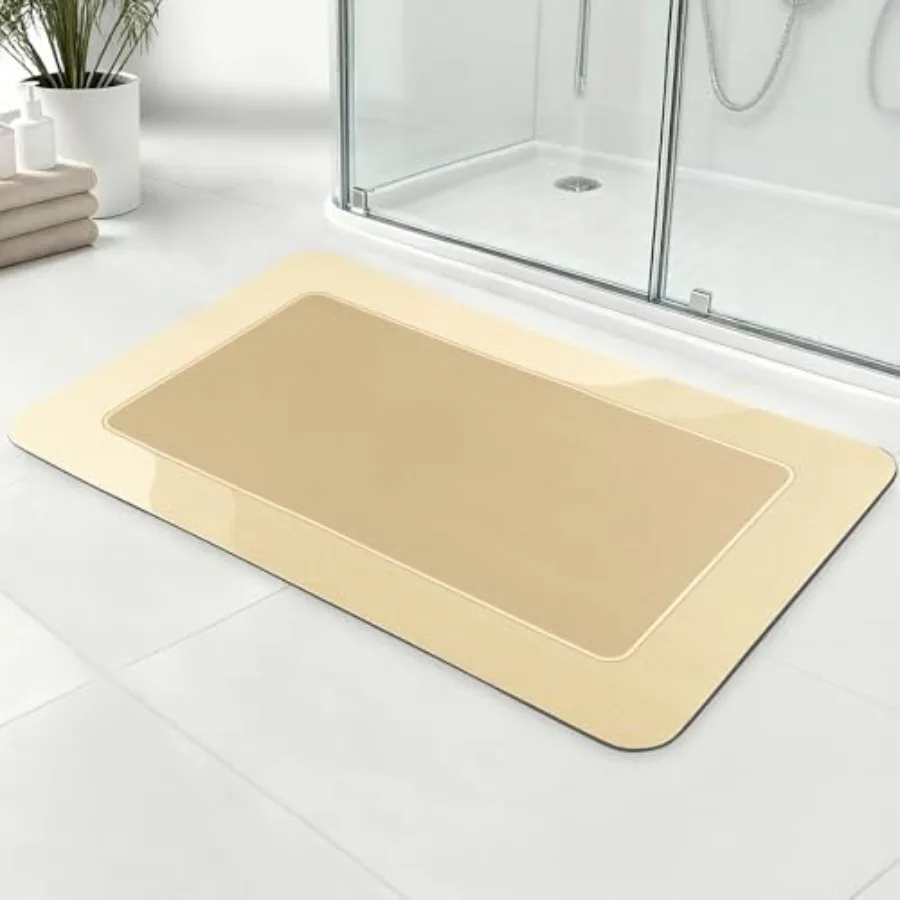 

Super Absorbent Stain Resistant Soft Bath Mat, Non-Slip Bathroom Rug with Rubber Backing, Thin Bath Rug, Easy Care Shower Mat f