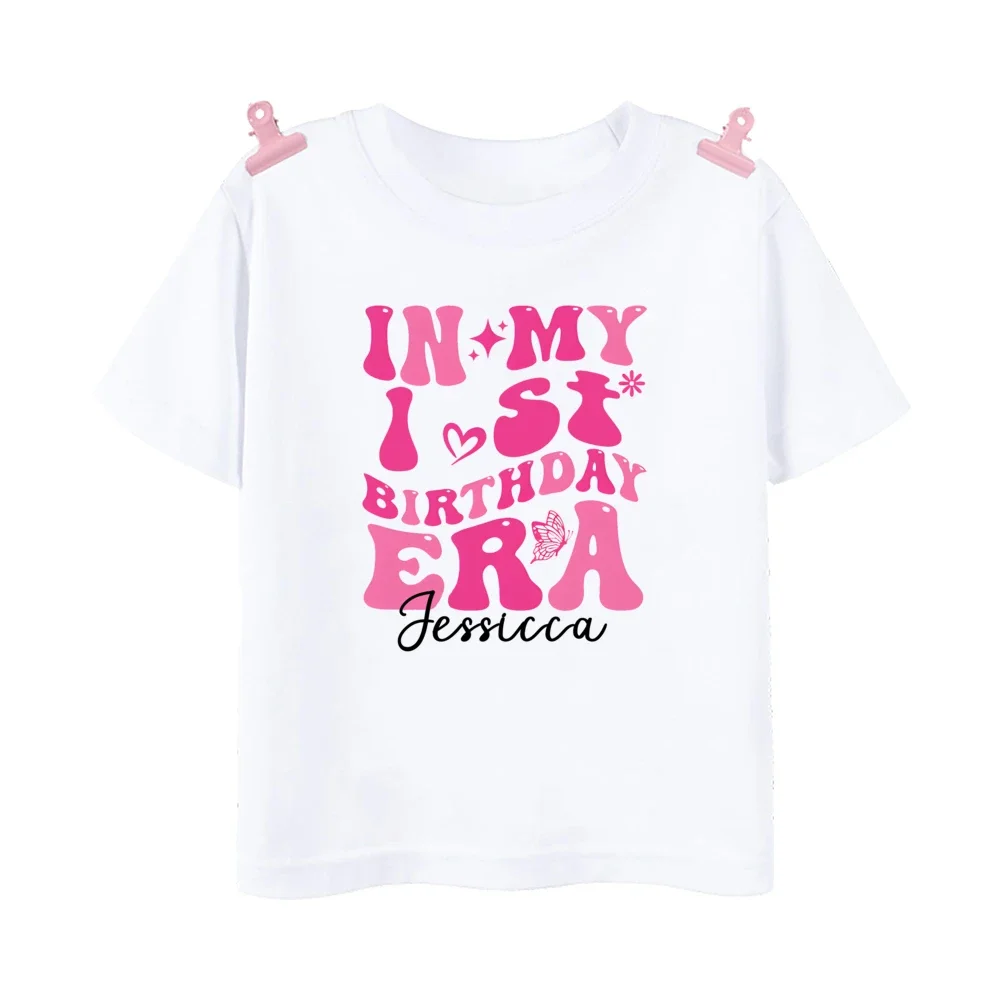 Personalized In My 1-12y Birthday Era Print Kids T-Shirt Summer Short Sleeve Casual Child Tee Tops Birthday Party Clothes