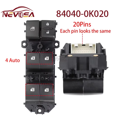 Imagen 2 del producto LHD para Toyota Hilux MK8 AN120 2015-2019 Fortuner volante a la izquierda interruptor de ventanilla principal 84820-0K270 84040-0K020 84820-0D600