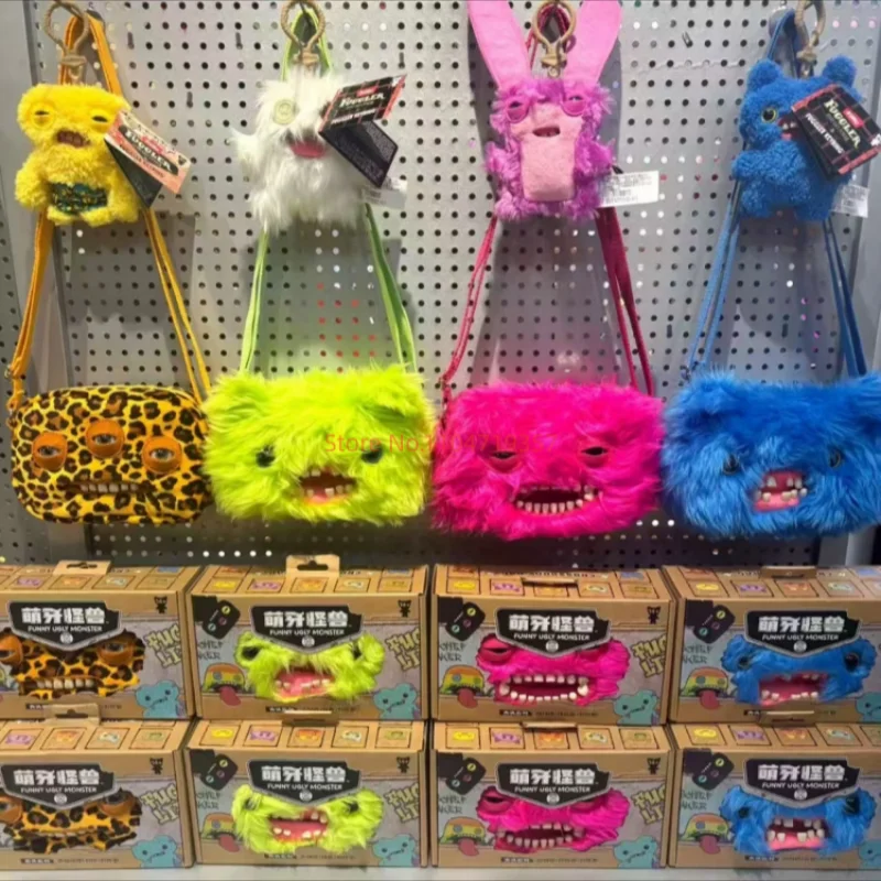 Oryginalna pluszowa torba na ramię Fuggler, szerokoogrzewiasta dziwaczyna, krzycząca brzydka potwora z dużymi zębami, duża głowa, torba crossbody, futrzany plecak, urocze zabawki, prezent.