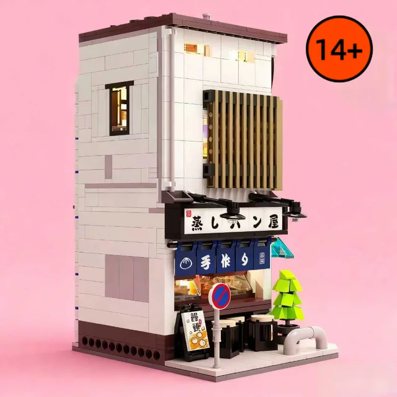 

Светодиодная подсветка, японский дом в виде булочки на пару, архитектура, строительные блоки, магазин друзей, фигурки, кирпичи, игрушки, подарки на Рождество и день рождения