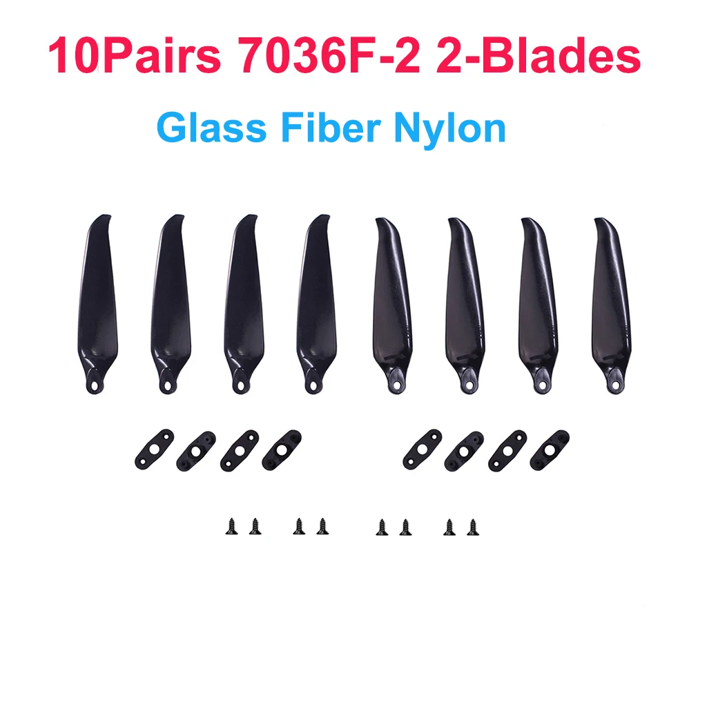 10 Paar (10CW + 10CCW) Gemfan F7036 F1051 10-Zoll-Faltpropeller 2-Blatt/3-Blatt-Glasfaser-Nylon für FPV-Drohnen mit großer Reichweite – Detail 1