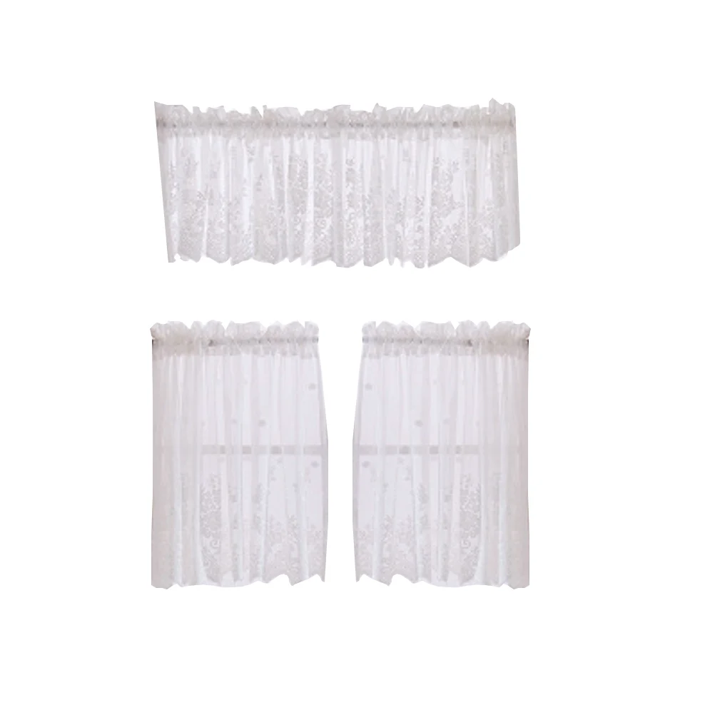 

Lace Curtains Half Size Short Window Decorative Shade Sun Proof Ventilated Kitchen Kids Room Balcony Bathroom Gauze Sheer