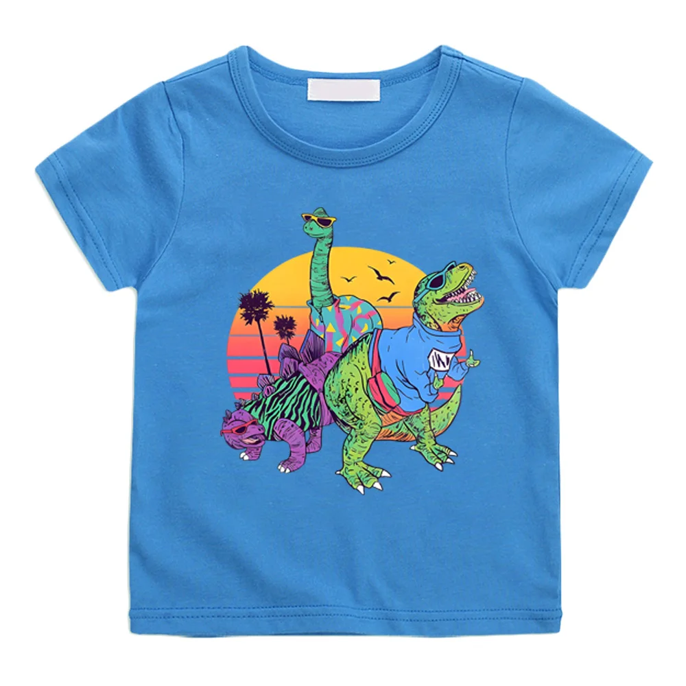 Jurassic World O-neck T-shirt Classic Movies Dinosaur Casual 100%Cotton Tee-shirt Kids Graphic Printing Tshirt  Clothes Tees Top