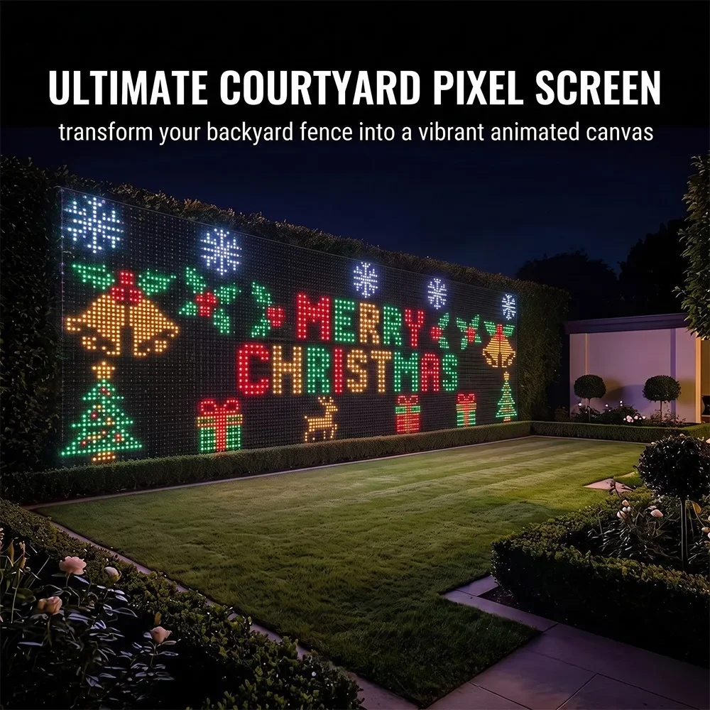 Smart Christmas Curtain Lights APP DIY Custom Pattern RGB LED Light for Holiday Birthday Party Xmas House Window Garden Decor