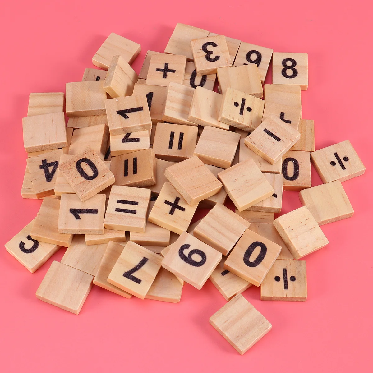 

100Pcs Number Puzzle Wooden Blocks 18x20mm Educational Early Learning Math Cognition Game for Kids Number Chips