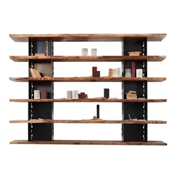 Wrought iron shelf partition office screen entrance loft industrial style solid wood bookshelf floor display shelf creativity