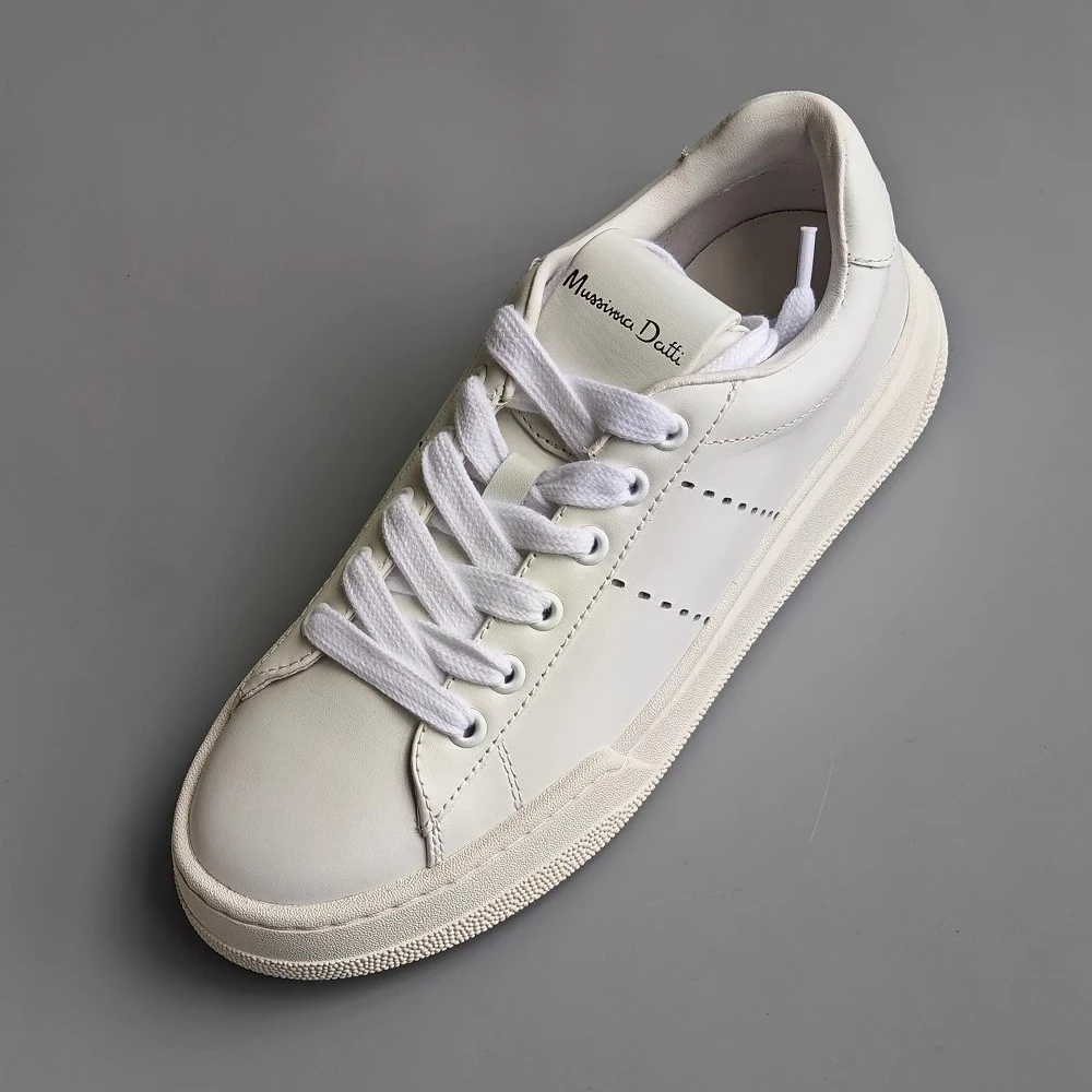 Mrxmus Dutit Autumn New 2024 Women Leather Lacing Flats Thick Soled Shoes Solid Simple Basic Versatile Round Head Shoes Female