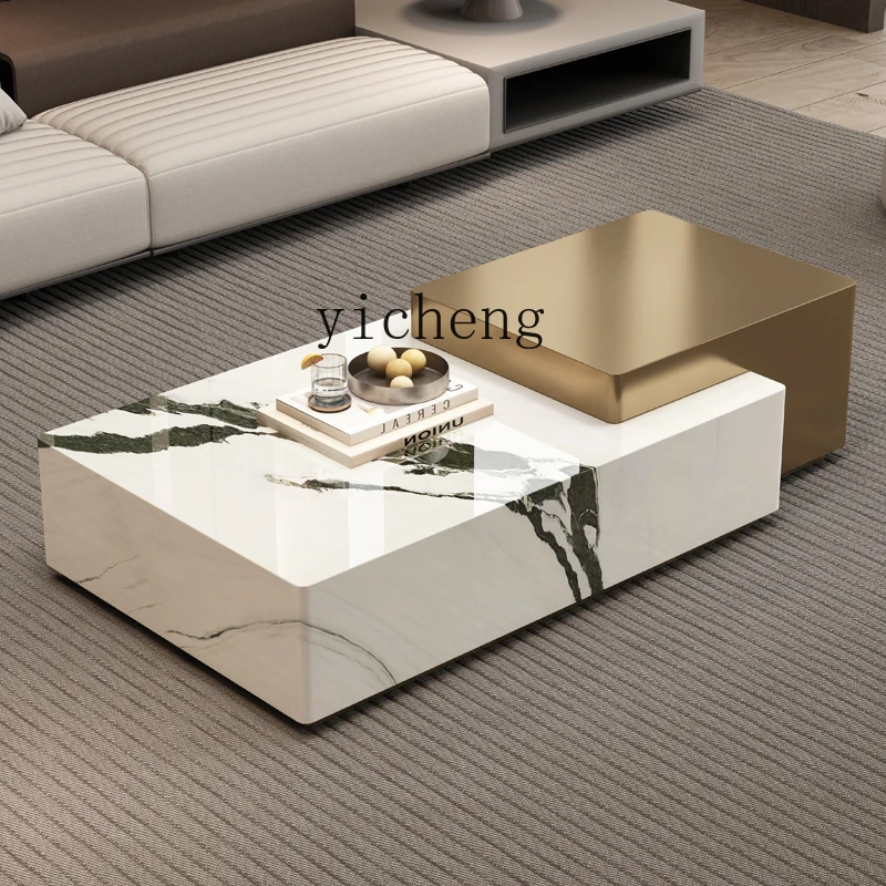 

XL marble high-end coffee table living room minimalist light luxury high-end villa square rectangle