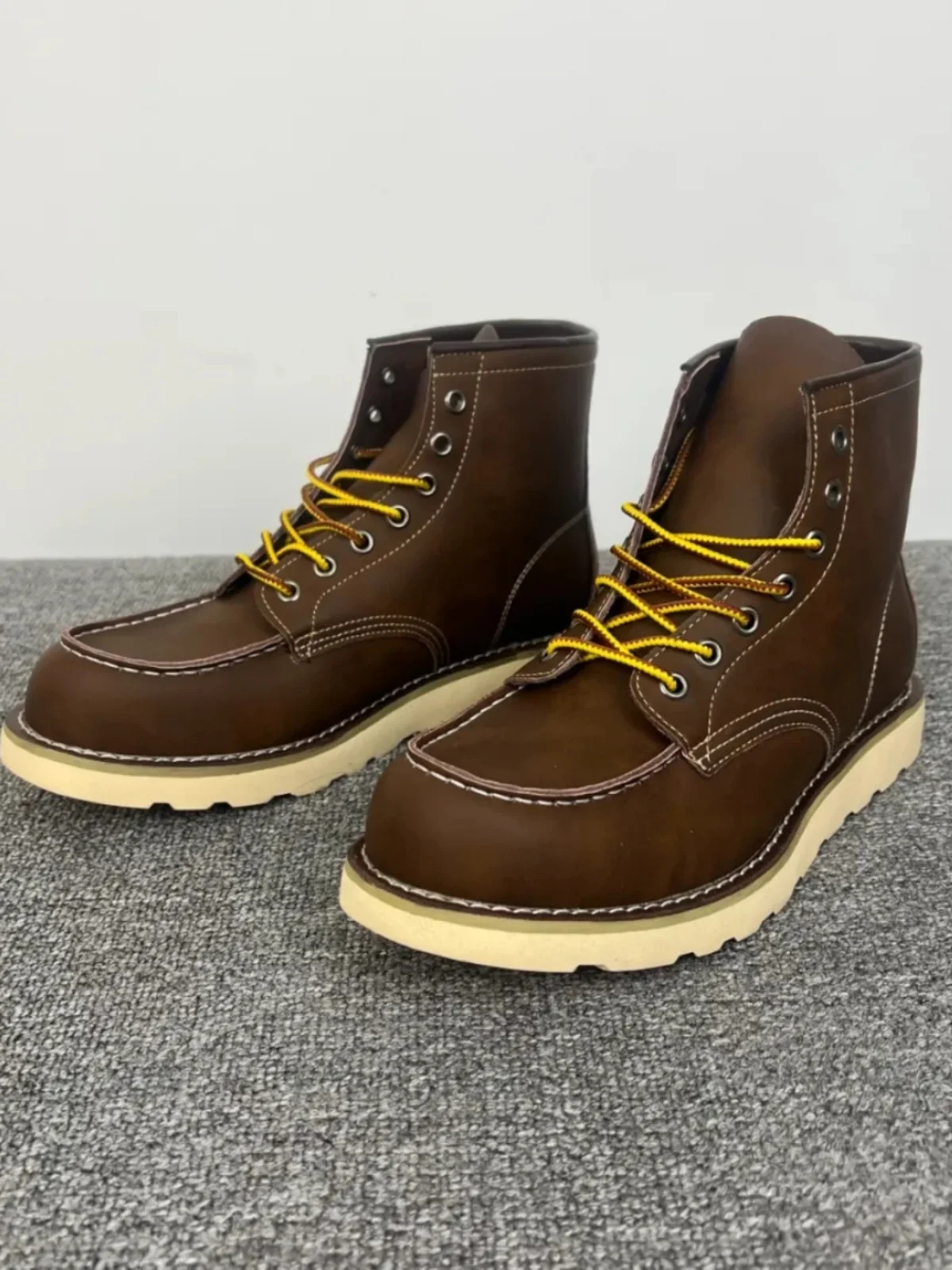 أحذية عمل جلدية أمريكية أصلية بطراز قديم، أحذية مارتن رجالية من جلد الحصان الحقيقي عالي الجودة للخريف والشتاء