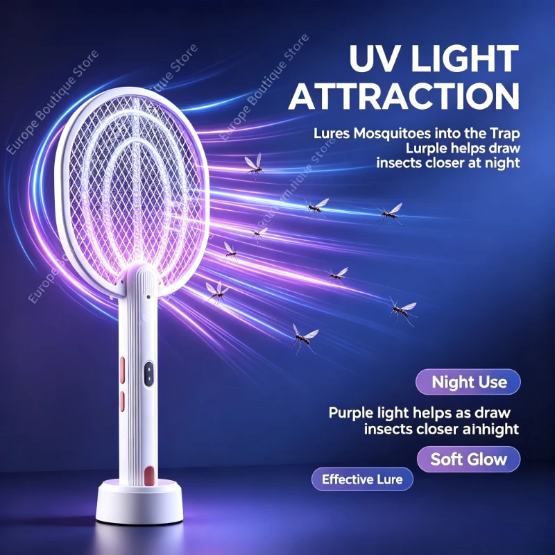 Electric Shock Mosquito Killer Lamp Rechargeable Suction Insect Trap for Bedroom Indoor Fly and Mosquito Elimination