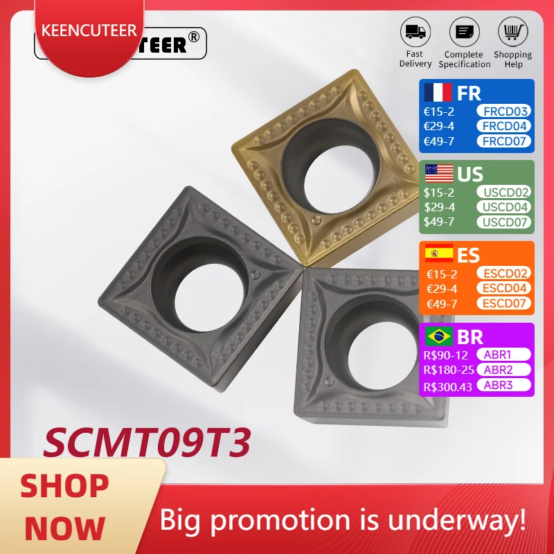 

SCMT09T304-MT KT60 SCMT09T304-MT KT6020 Carbide Insert for Cermet SSBCR/L External Turning Tool Blade Lathe Parts CNC Cutter