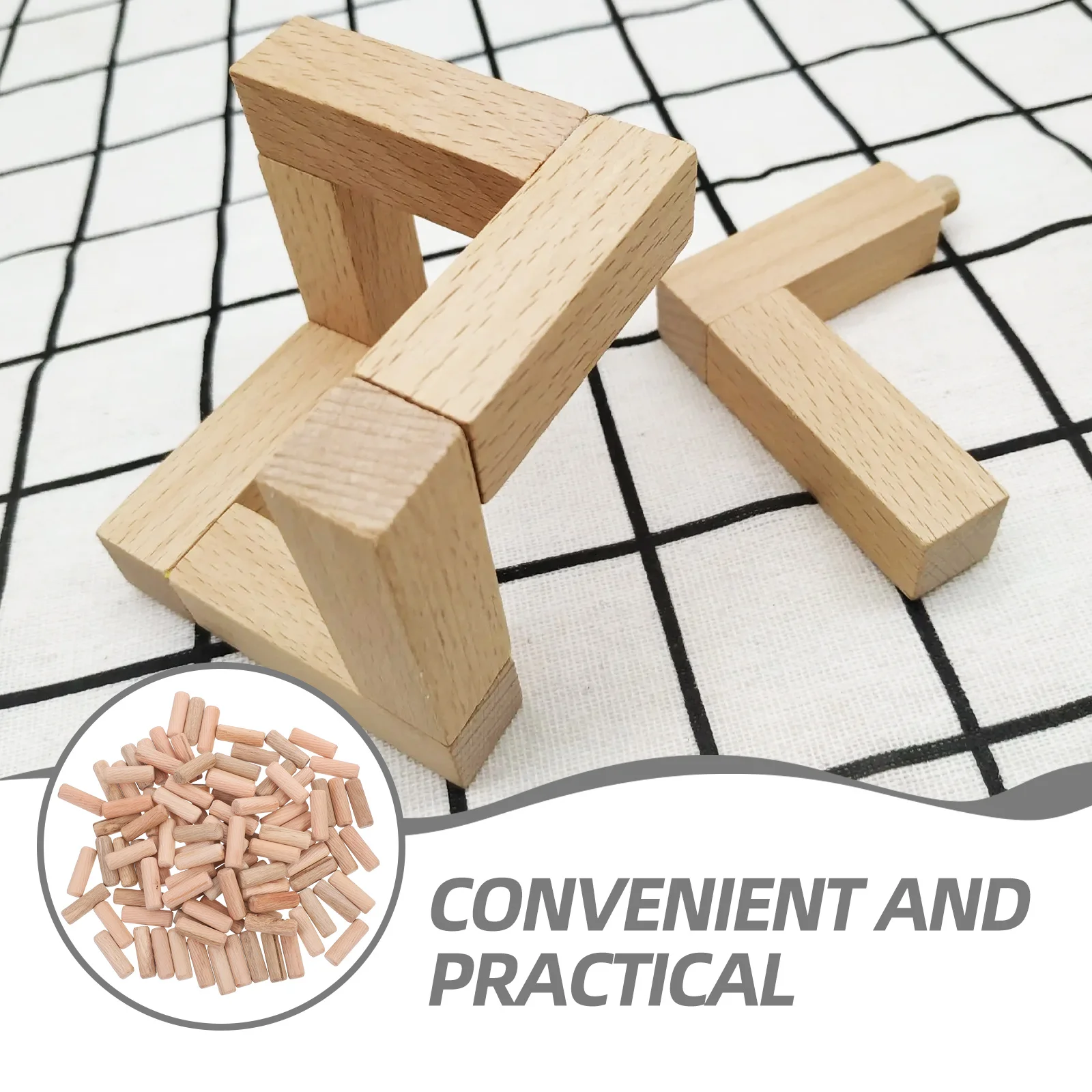 

100Pcs Wooden Dowels 10Mm Strong Wood Pins for Crafting Secure Joint Connection Grooved Surface Easy to Use for DIY Furniture