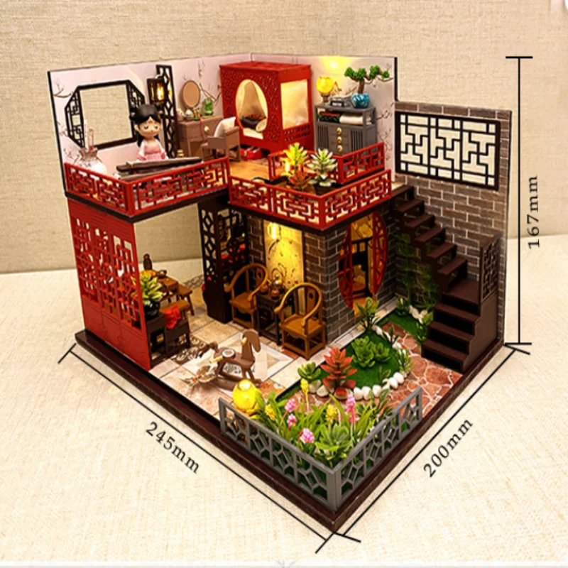 OUZEY Memory Lane Attic DIY، علوي خشبي عتيق ثلاثي الأبعاد، حرفة على الطراز الصيني للمراهقين #6