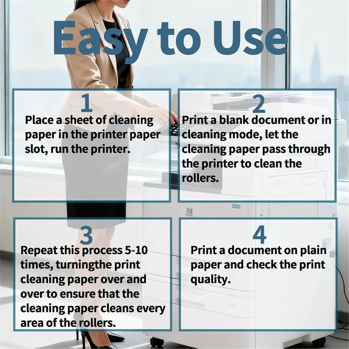 Printer Cleaning Sheets 15-Pack 8.5 X 11 Inches,&Easy to Clean,for Inkjet Printers,Copiers,Fax Machines,Scanners
