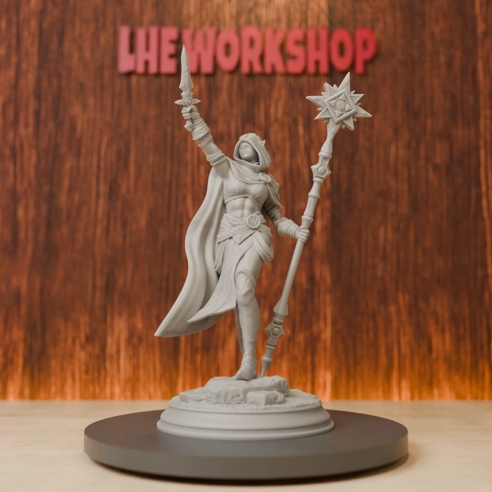 Elf Priestess Miniatures | 28mm-75mm | Resin 3D Printed DND Pathfinder Mini | Unpainted Grey