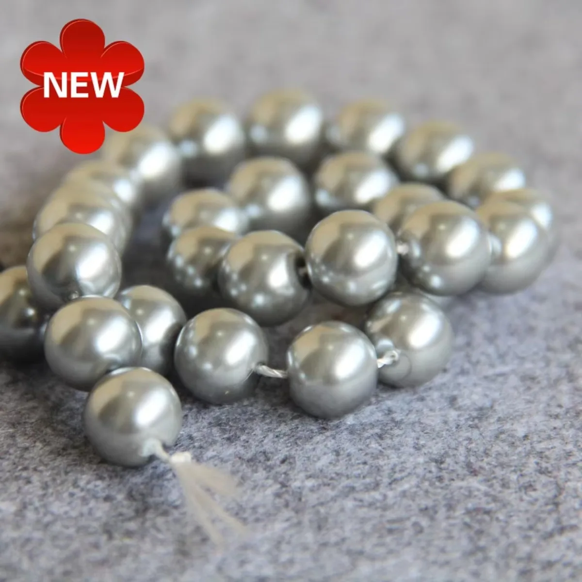 

8 10 12mm Round Silvery Gray Shell Pearl Beads DIY Gifts for Women Girl Loose Beads Jewelry Making Design for Necklace&Bracelet