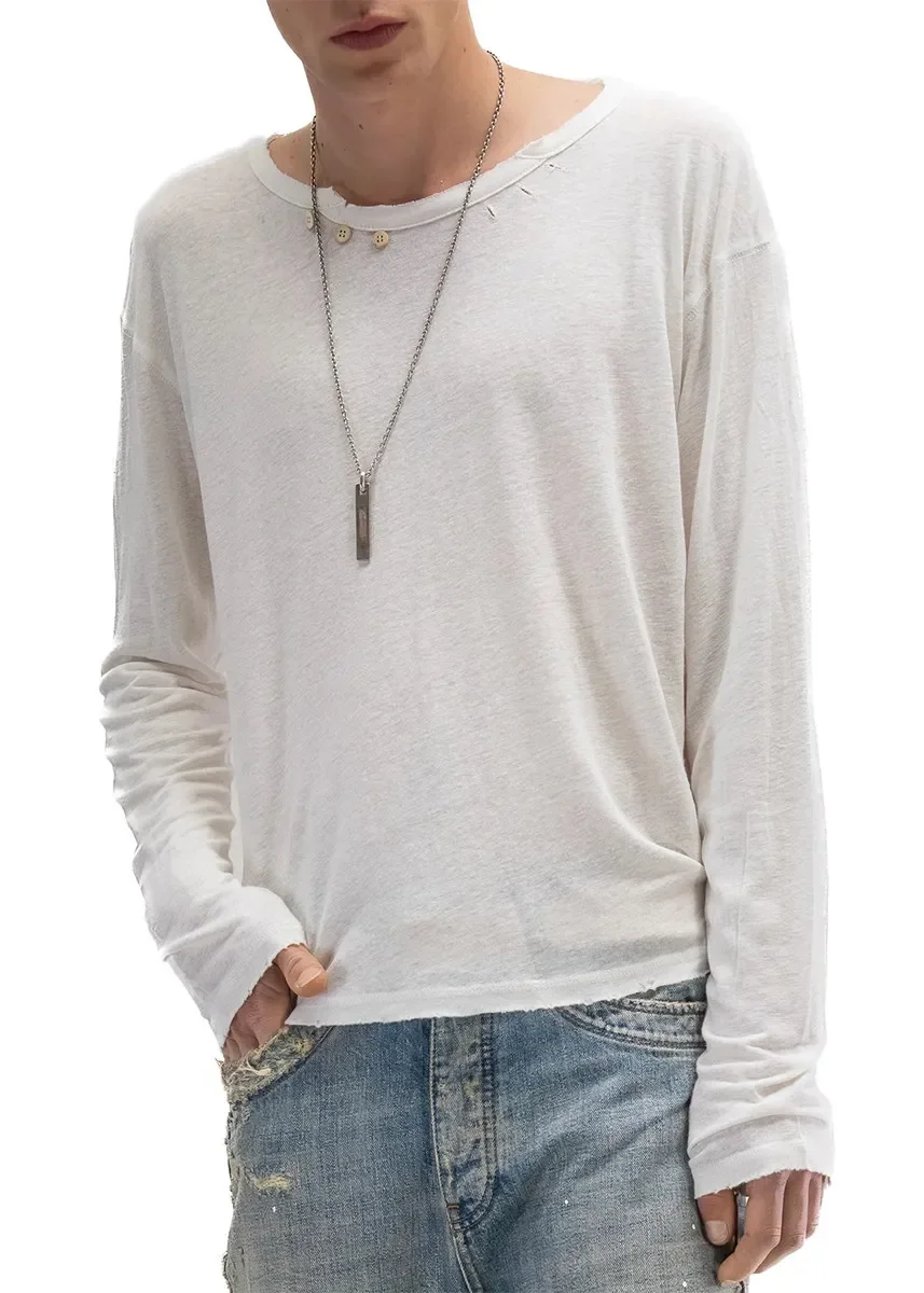 No faith studios neckline button edging ruins foundation loose long sleeve top