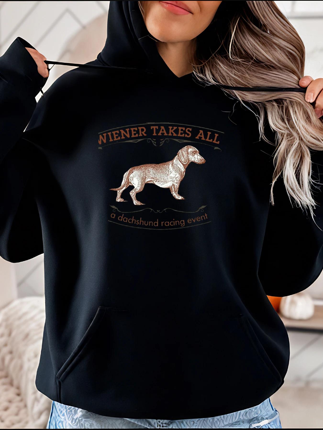 Dachshund هوديي Wiener يأخذ جميع حدث سباق الكلاب طباعة البلوز عارضة أزياء المرأة السترة 280 #1
