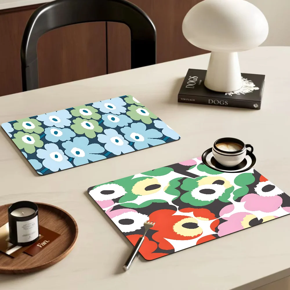 Poppy Flowers Coffee Tablewear Drain Pad Bathroom Square Absorbing Anti-slip Dry Mat Kitchen Placemat Dishes Cup Pad