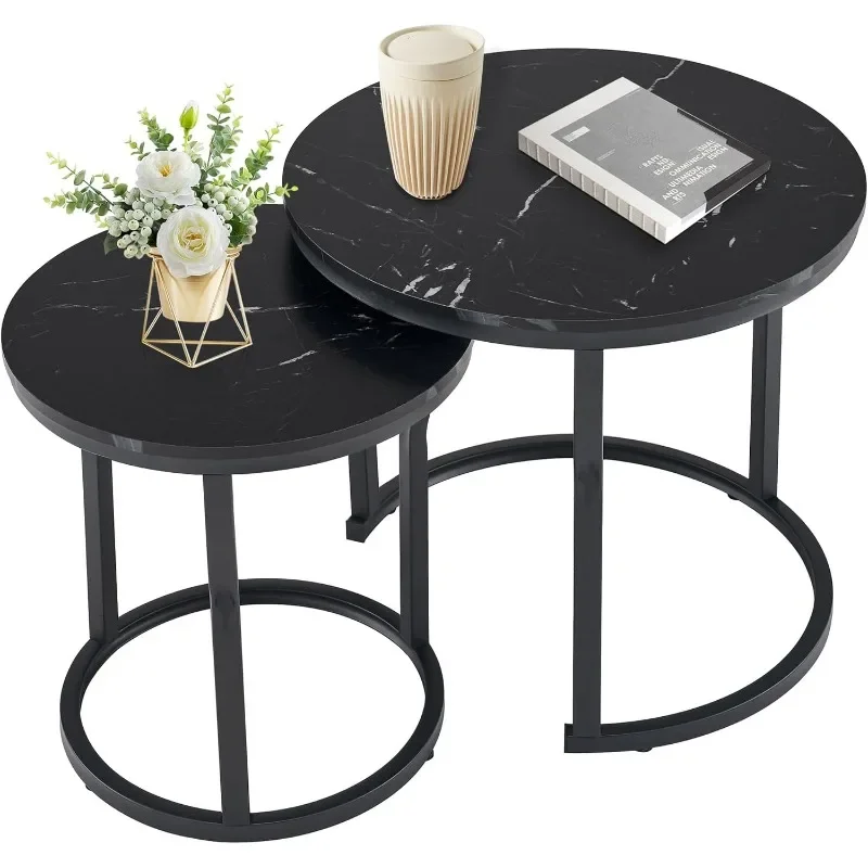 

Nesting Coffee Tables, Round Nesting Tables Set of 2, End Tables, Stacking Nesting Tables for Living Room, Circle Coffee Tables