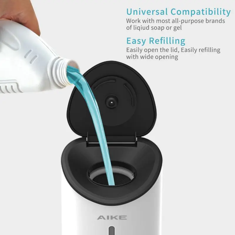 AIKE Chất Lỏng Tự Động Xà Phòng Dispenser 850ML Nhựa Thương Mại Cảm Biến Gắn Trên Tường Phòng Tắm Bọt Xà Phòng Để Rửa Tay