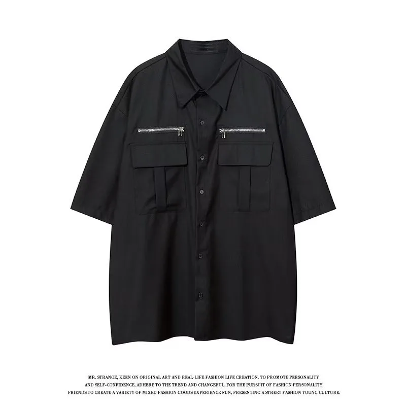 

Loose ort Sve Zipper ket Men's Women's irt Summer Faion Streetwear Original Design Casual High Street Sle