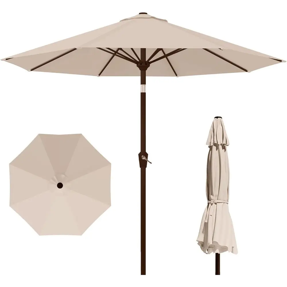 

Outdoor Patio Umbrella with Push Button Tilt and Crank, 8 Ribs, UV Protection for Pool, Lawn, Deck, Backyard, Garden (Beige)
