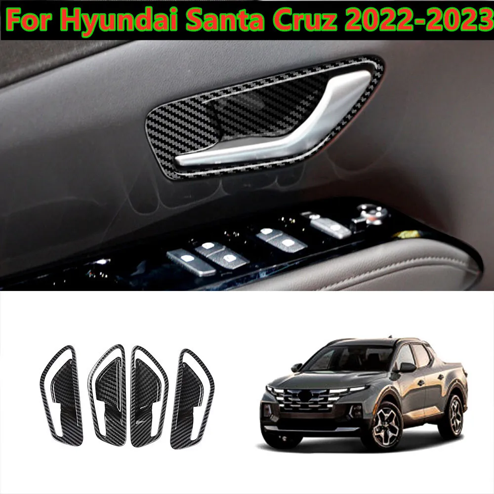 

4 шт., накладка на внутреннюю дверную ручку из углеродного волокна для Hyundai Santa Cruz 2022-2023