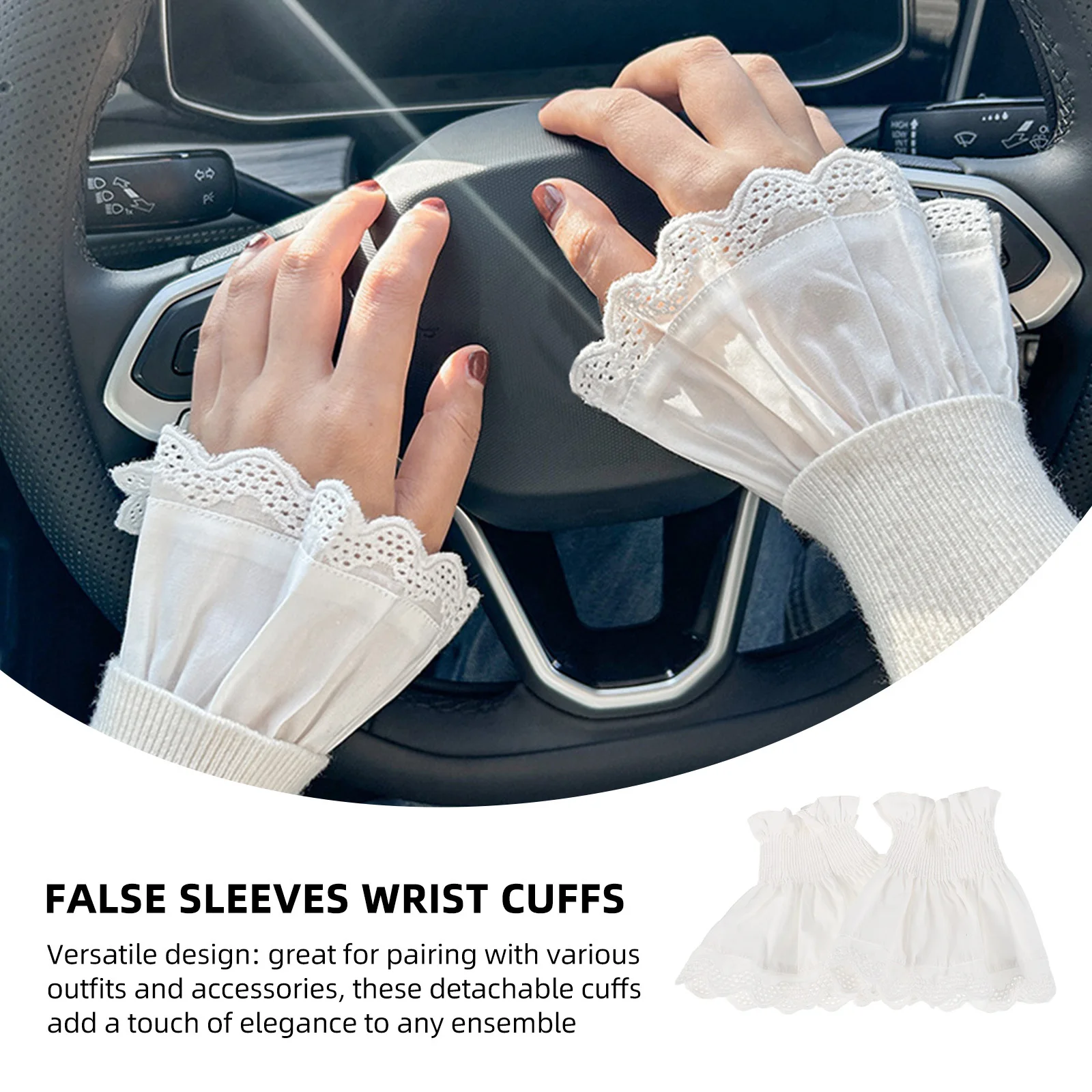 

1 Pair Detachable Lace Bracelet False Sleeves For Women Fashion Cotton Wrist Cuffs Party Wear White Hand Sleeve