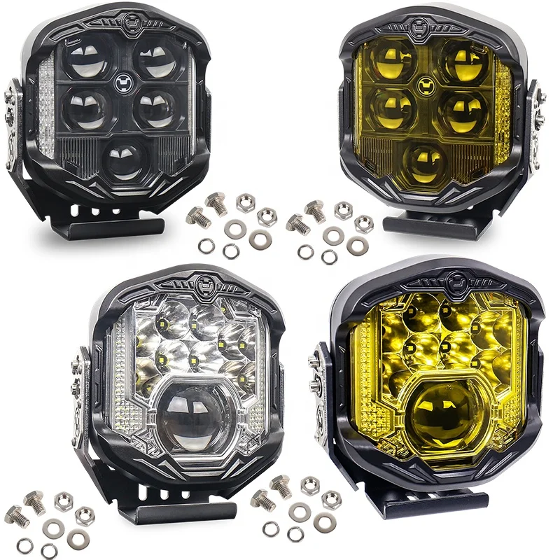95w Off Road Led Light With Laser Light 8500LM Yellow Clear Lens 7 Inch Led Driving Work Light for Pickup Truck 4x4