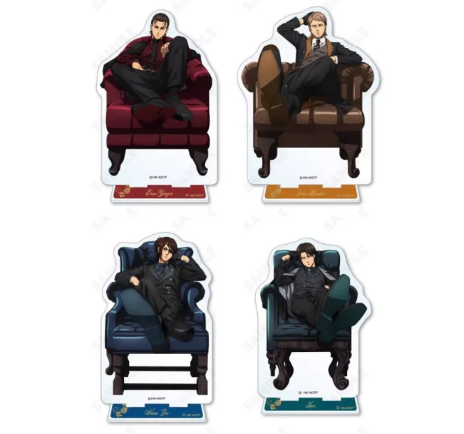 

Anime Attack on Titan Eren Jager Rival Ackerman Chair Stand Figure Acrylic Model Plate Cosplay Collection Desktop Decor