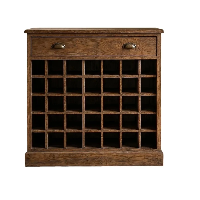 Modern simple all-solid wood wine cabinet 35 bottles wine rack with drawers