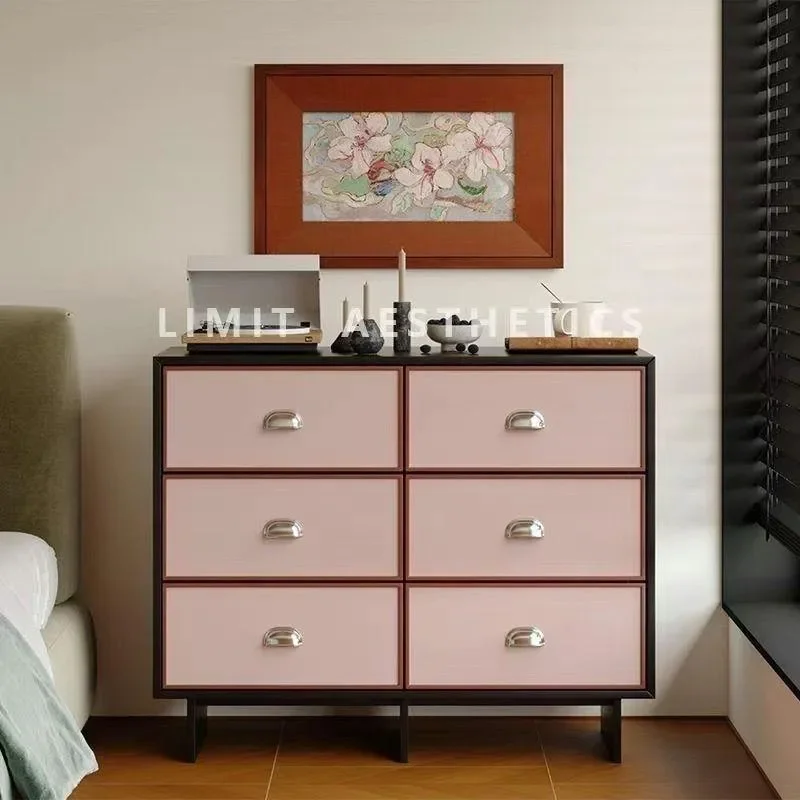 French Retro 9 Drawer Chest Cabinet Color Matching Dining Sideboard Modern Simple Door Storage Cabinet for Living Room