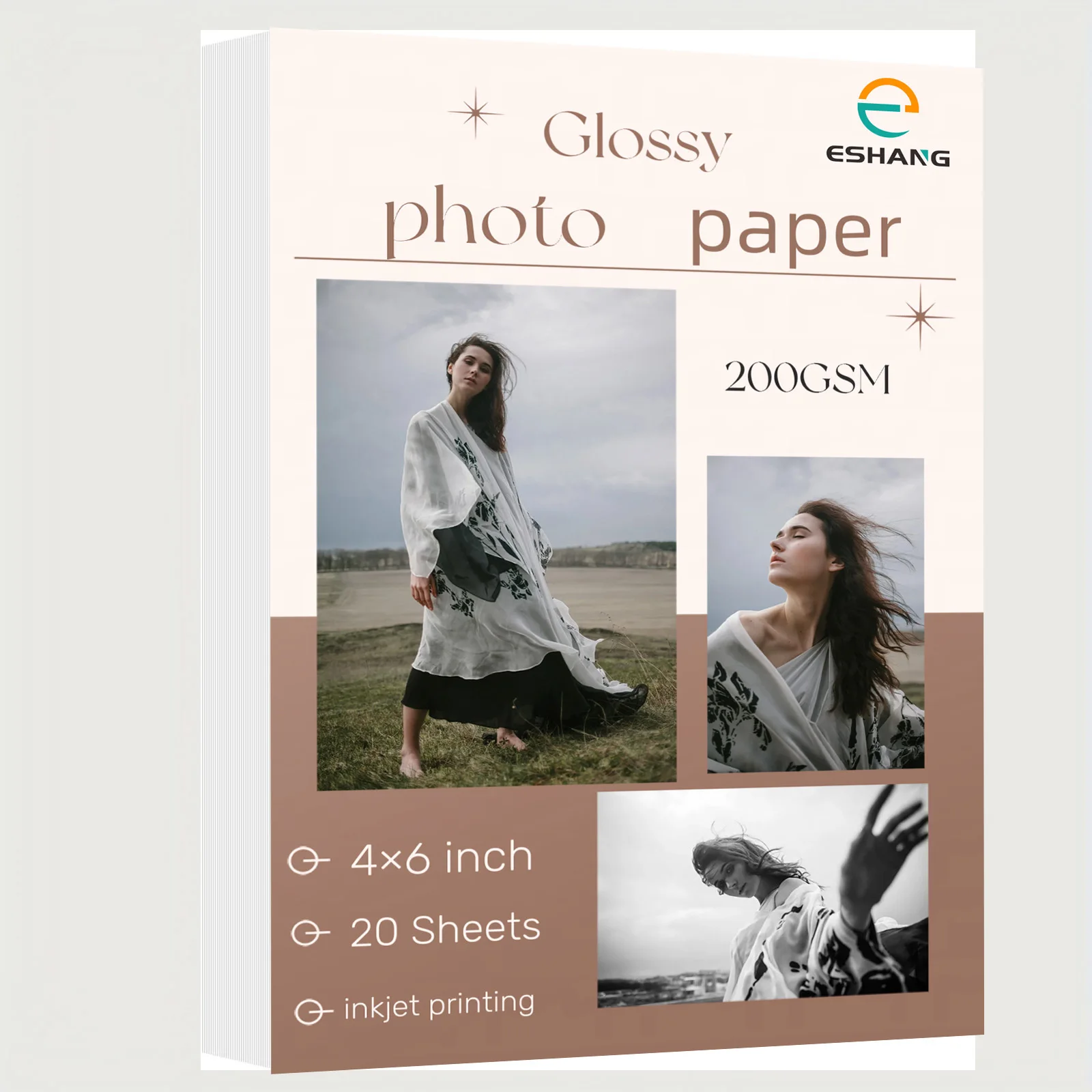 ESHANG 4×6 inch 20 Sheets Inkjet printing high gloss photo paper, recording beautiful moments 200G