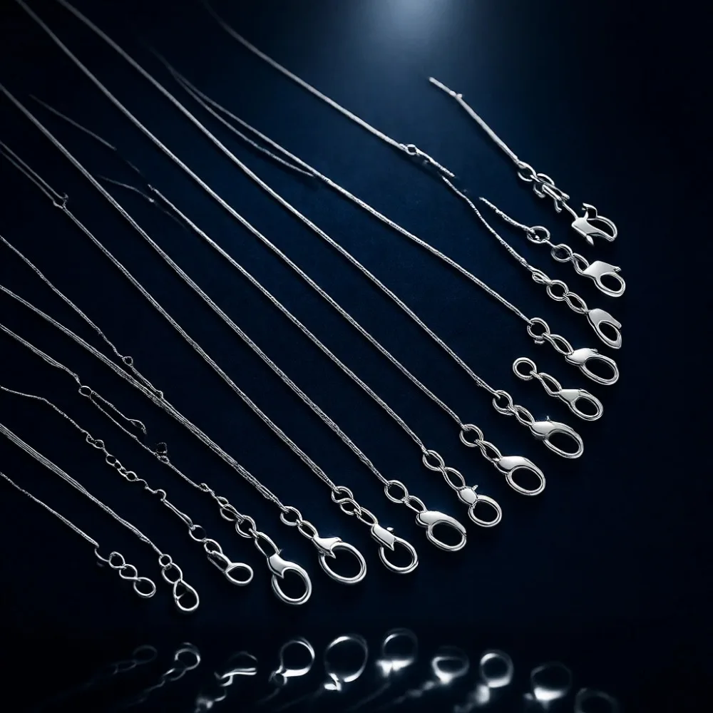 

Набор из 30 серебряных цепочек-змейок для изготовления украшений, 1,2 мм, 18 дюймов, оптом