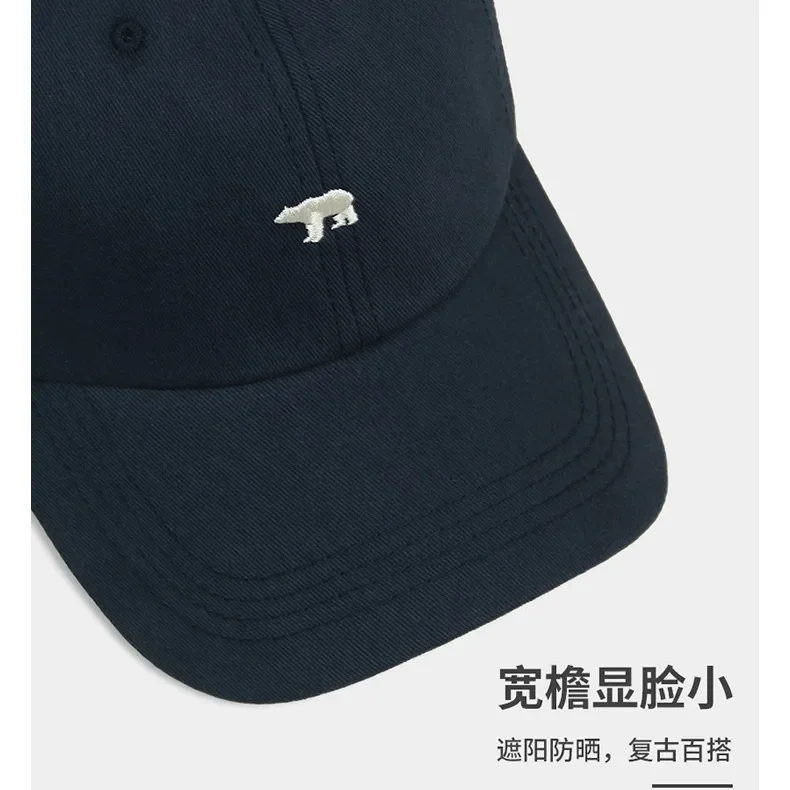 Polar Bear Embroidery Sun Hat Cotton Baseball Cap Lightweight UV Protection for Spring Summer Fall