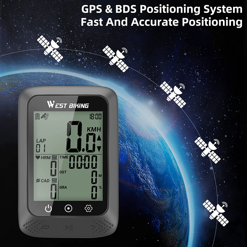 WEST BIKING GPS Bike Computer BKV 100 GPS Computer Wireless Speedometer Bicycle Digital Stopwatch Cycling ANT Bluetooth Computer