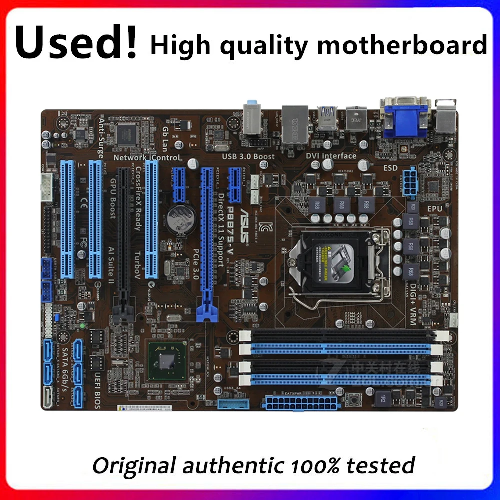 

B75A For ASUS P8B75-V Computer Motherboard LGA 1155 DDR3 32G For Intel B75 P8B75 Desktop Mainboard SATA II PCI-E X16 3.0 Used