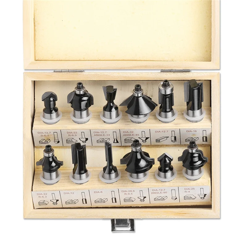 

A26F-Wood Milling Cutter Set Router Bits Set Trimming Straight Milling Cutter Woodworking Trimming Carving Forwoodworking Cutter