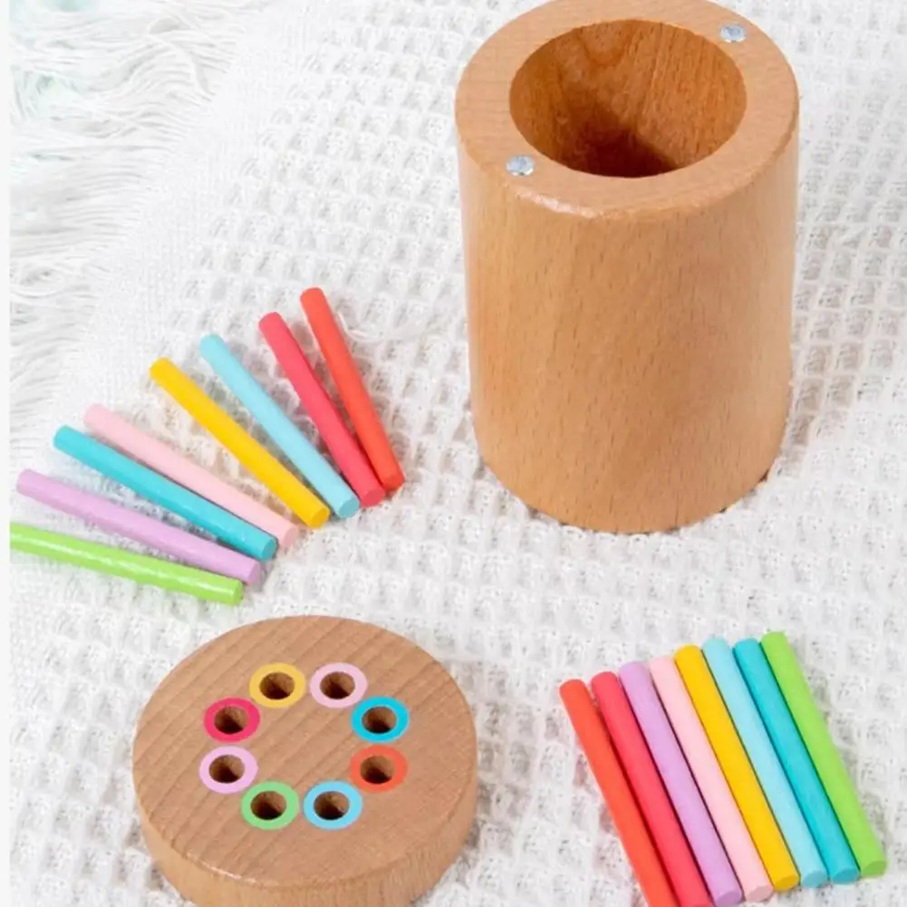 Bâton d'équilibre en bois coloré pour tout-petit, jouet de tri de documents, jeux en bois assortis, apprentissage de anciers, X3i9