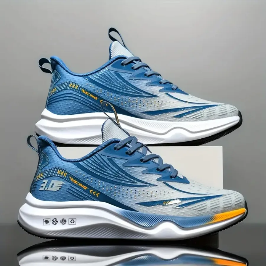 

Men'S Breathable Mesh Running Shoes Casual Sneakers with Striped Design Lace-up Closure Perfect for Spring/Summer/Autumn