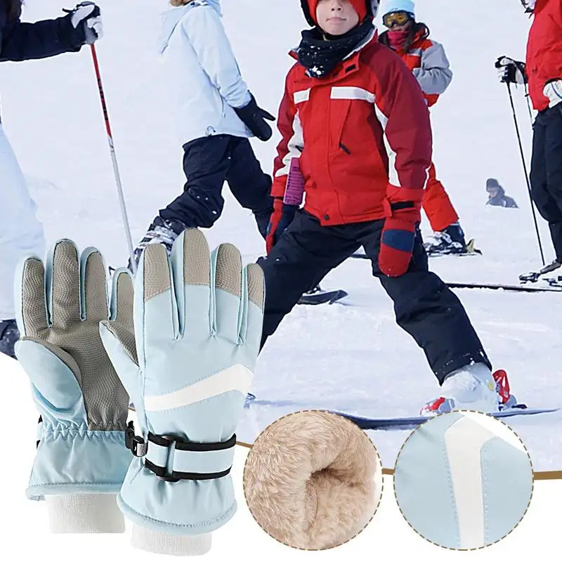 Kids Gloves Waterproof Ice Skating Thermal Gloves Snow Gear Winter Accessories Nonslip Snowboard Sport Mittens For Girls Boys