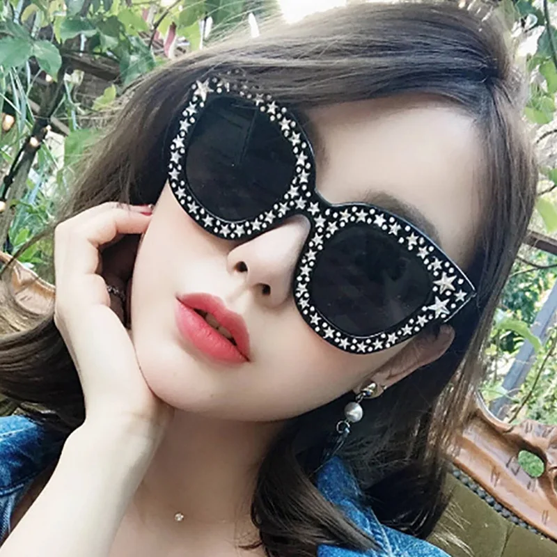 1–2 Stück Kristall-Strass-Rahmen-Sonnenbrille für Damen, Vintage-Sonnenbrille im Katzenaugen-Stil, funkelnde Stern-Sonnenbrille, modische Spiegelbrille