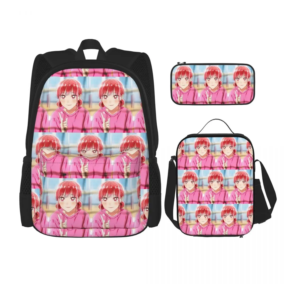 Blue Box Hina Chono Anime Backpacks Kids Bookbag School Bags Rucksack Lunch Bag Pen Bag Three-Piece Set