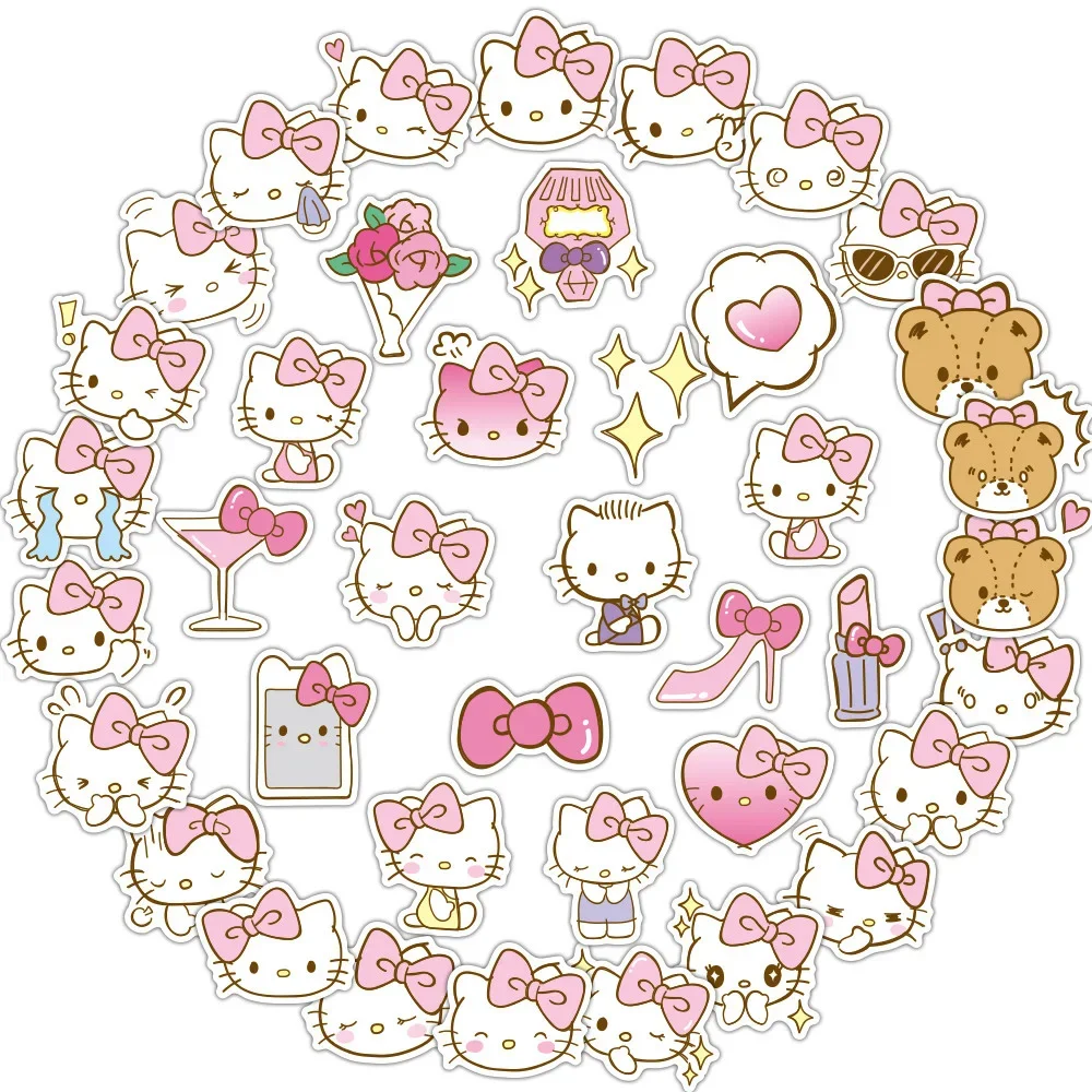 60 Pcs /Set Kawaii Anime Sanrio Hello Kitty Sticker Graffiti Luggage Phone Case Laptop Waterproof Cute Stationery Sticker Gift