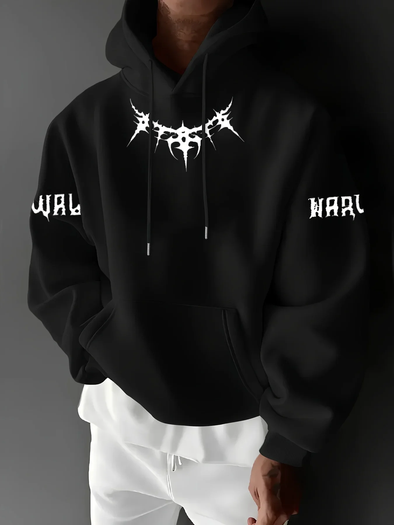 Men's Autumn/Winter Letter Print Hooded Sweatshirt Versatile Casual Loose Fit Perfect Holiday Gift