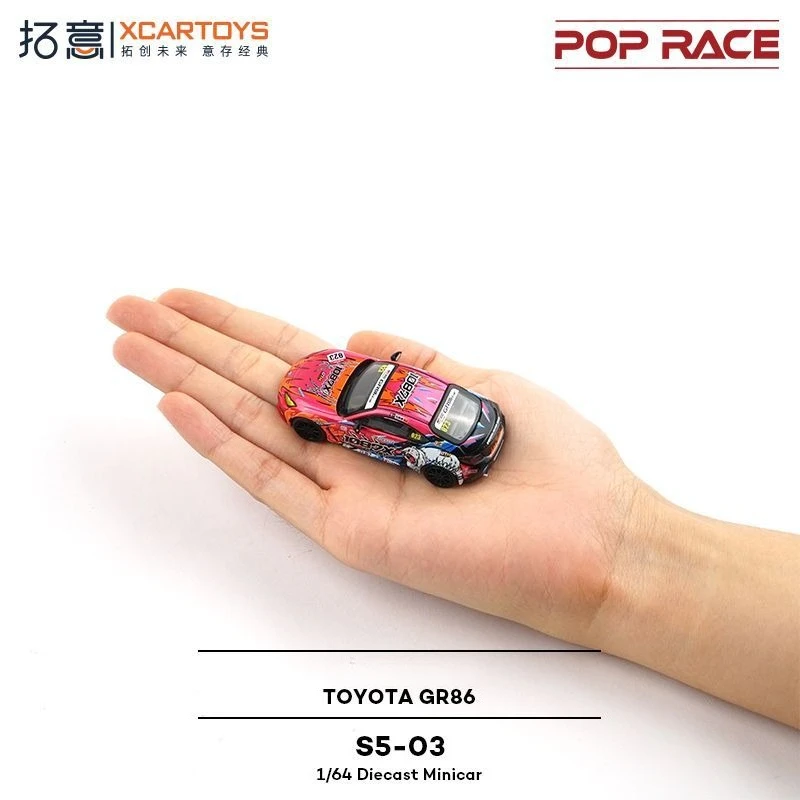 XCARTOYS 1/64 Diecast Model Car POPRACE GR86 Racing Car Alloy Static Model Mini Vehicles Home Decoration Festival Gift Toy