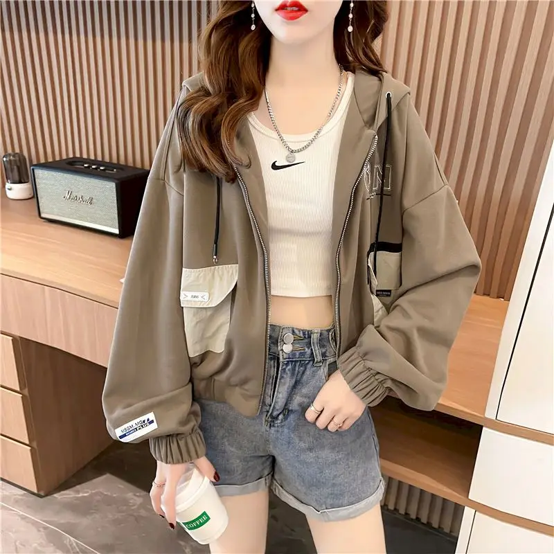 

Outwear Design Hoodies Women Spring Autumn Trend Hooded Coats Casual Zipper Cardigan Hoodie Korean Fashion Fried Street Jackets